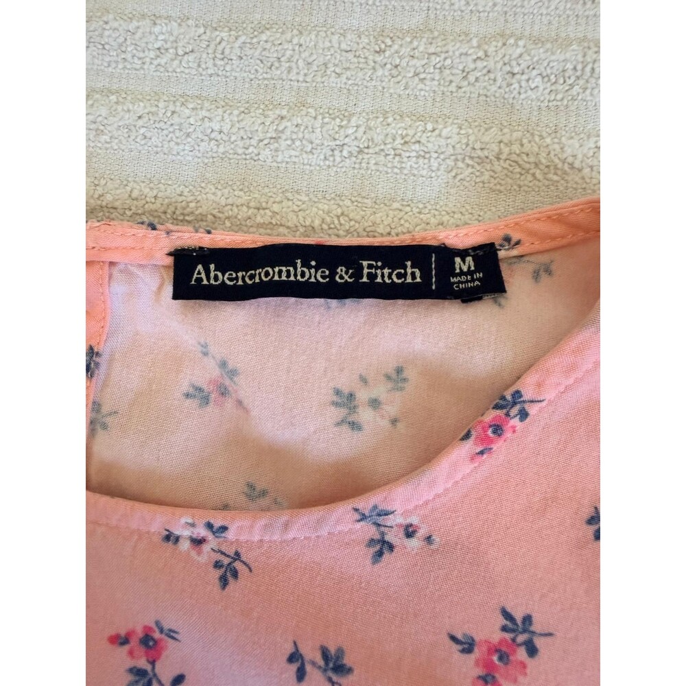 Abercrombie Women's Floral M Pink Puplum Bell Sleeve Blouse - Picture 13 of 14